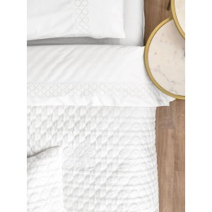 Σετ Νυφικό Κουβερλί Και Σεντόνια Με Κέντημα Wedding Luxury WEL014 240X250 Λευκό Palamaiki