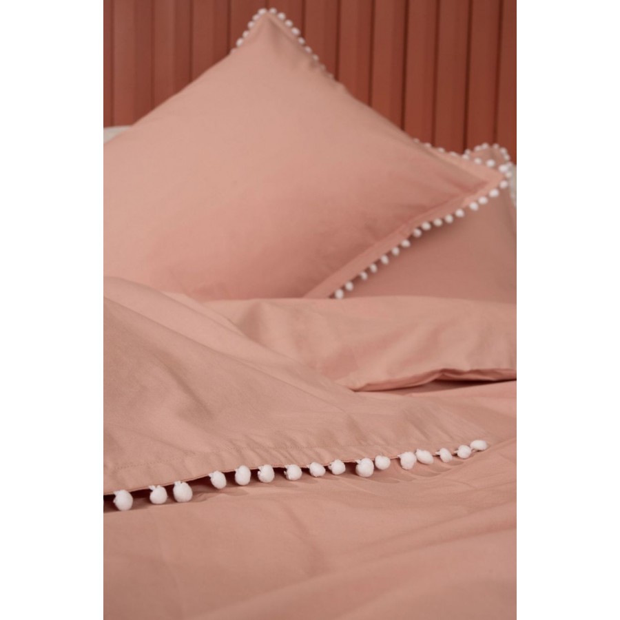 Ζεύγος Μαξιλαροθήκες Oxford Pon-Pon Rose 50X70 Palamaiki