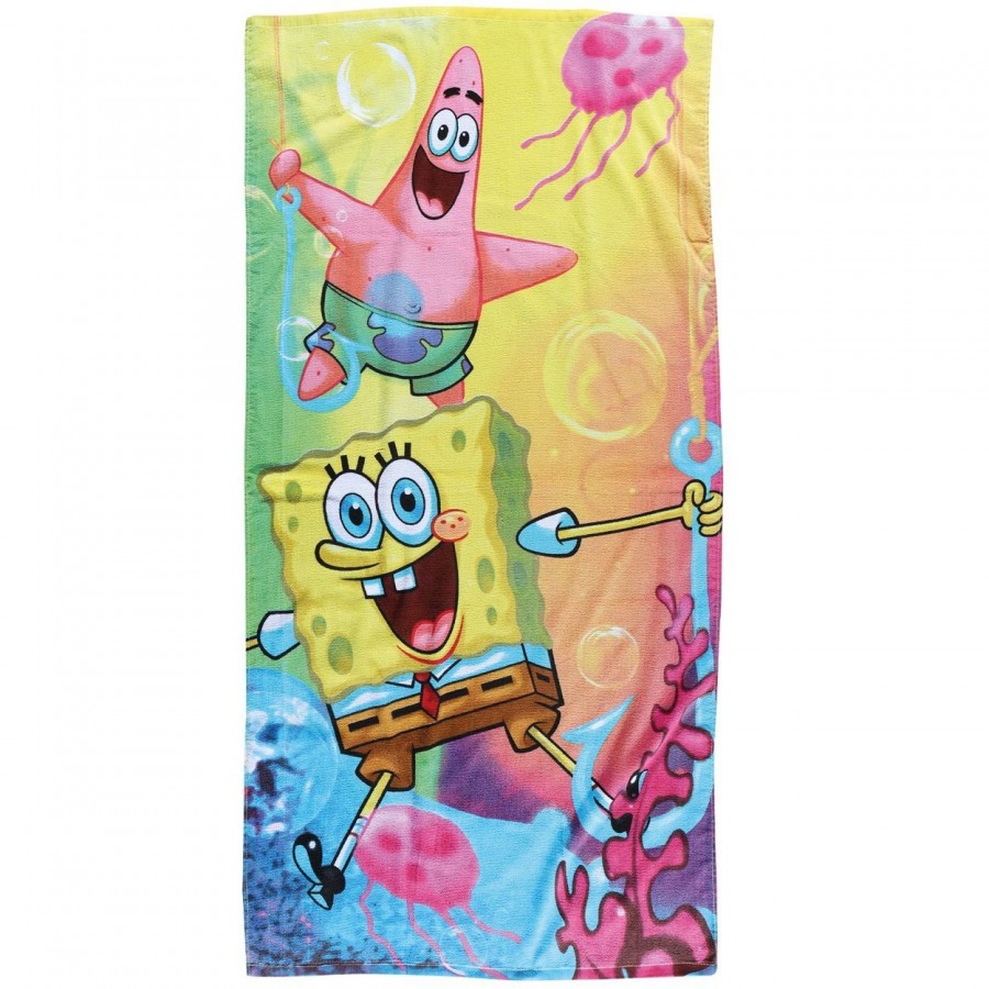 5867 Πετσέτα Θαλάσσης Spongebob 70X140 Γαλάζιο Κίτρινο Ροζ Das Home