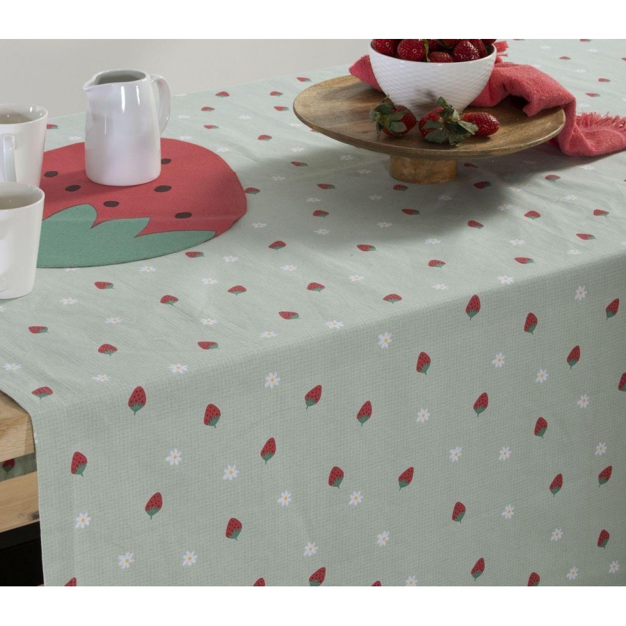 Αλέκιαστο Τραπεζομάντηλο Strawberry Taste 140X180 Green Nef-Nef