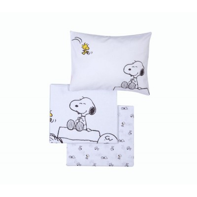 Βρεφικά Σετ Σεντόνια Κούνιας 3Τμχ Peanuts Forever White 120X170 Nef-Nef