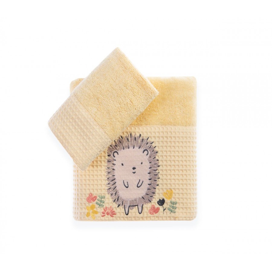 Βρεφικές Πετσέτες Σετ 2Τμχ Cute Hedgehog Yellow Nef-Nef