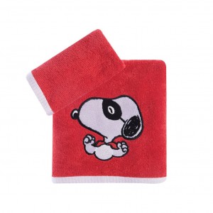Βρεφικές Πετσέτες Σετ 2Τμχ Snoopy Hero Mask Red Nef-Nef