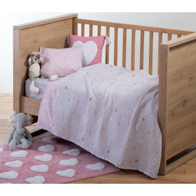 Βρεφική Κουβέρτα Αγκαλιάς Πικέ Hugs & Kisses Girl 80X110 Grey Nef-Nef