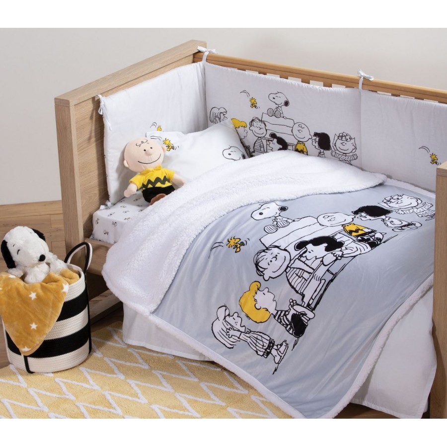 Βρεφική Κουβέρτα Sherpa Αγκαλιάς Peanuts Forever Grey 75X110 Nef-Nef