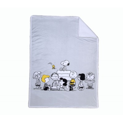 Βρεφική Κουβέρτα Sherpa Αγκαλιάς Peanuts Forever Grey 75X110 Nef-Nef