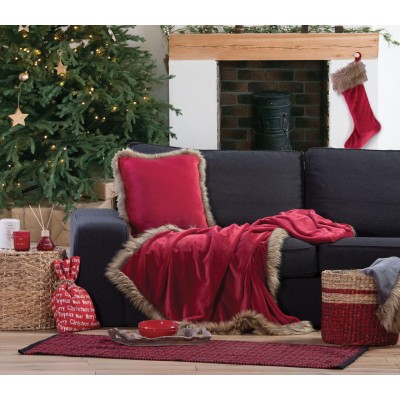 Χριστουγεννιάτικο Διακοσμητικό Ριχτάρι Tinsel Red 130X180 Nef-Nef
