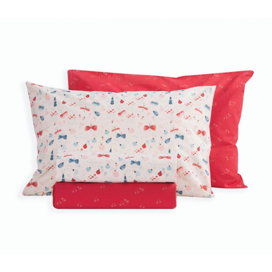 Παιδικά Σετ Σεντόνια Μονά Bugs Life Ecru-Red 170X260 Nef-Nef
