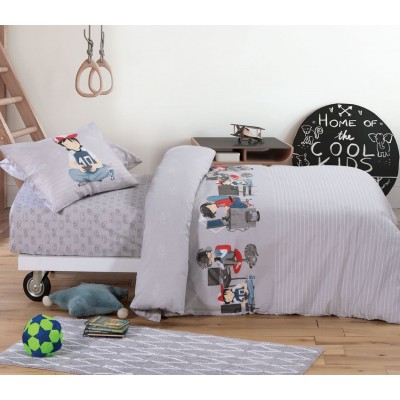 Παιδικά Σετ Σεντόνια Μονά Busy Day Grey 170X260 Nef-Nef