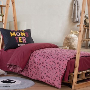 Παιδικά Σετ Σεντόνια Μονά Little Monsters Hearts Coral 170X260 Nef-Nef