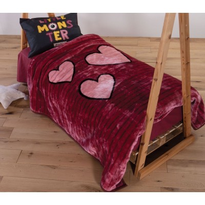 Παιδική Κουβέρτα Monster Hearts Bordo 160X220 Nef-Nef