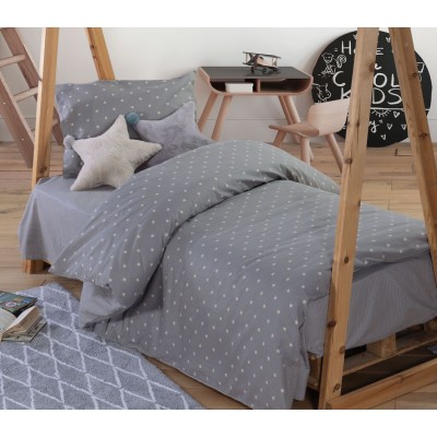 Παιδική Σετ Παπλωματοθήκη Μονή Precious Grey 160X230 Φανελένια Nef-Nef