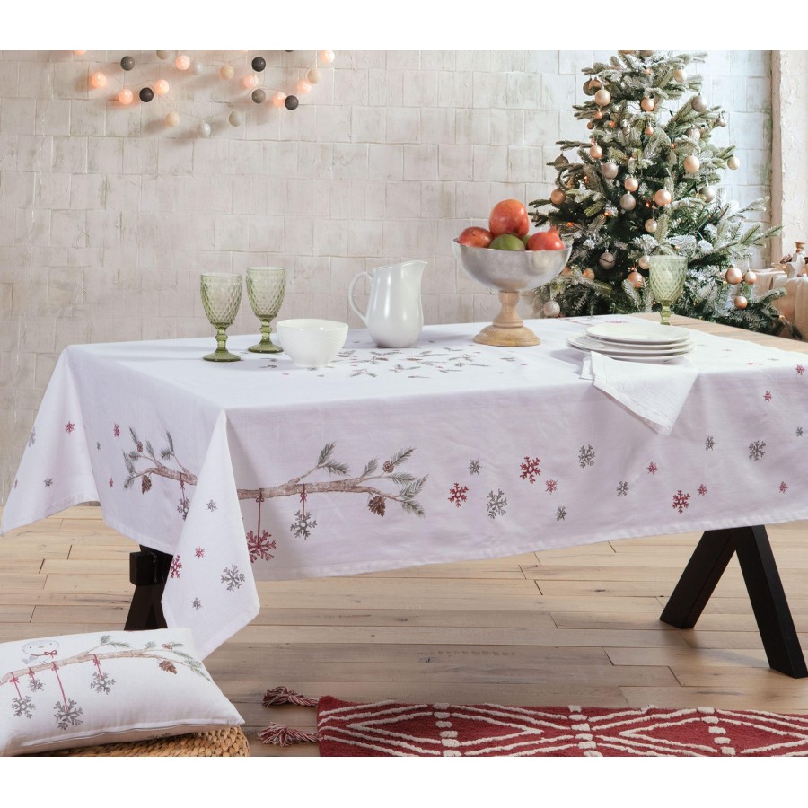 Τραπεζομάντηλο Christmas Tweet White 140X180 Nef-Nef Τραπεζομάντηλο Christmas Tweet White 140X180 Nef-Nef