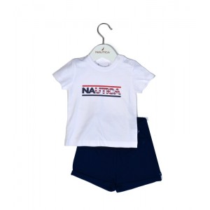 Nautica Des.10 Σετ T-Shirt & Shorts Jersey White/Navy 86cm 12-18 μηνών