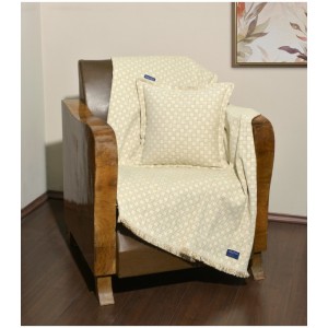 Ριχτάρι Τριθέσιου Καναπέ Σενίλ Εκρού Καρρώ Des.1100 Nautica