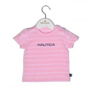 Nautica Des.12 T-Shirt  Jersey Organic Ροζ Ριγέ 86cm 12-18 μηνών