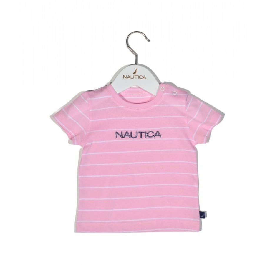 Nautica Des.12 T-Shirt  Jersey Organic Ροζ Ριγέ 92cm 2 ετών