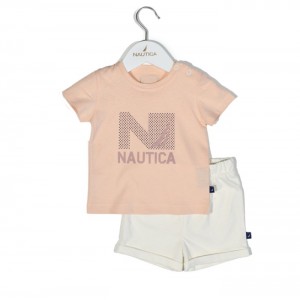 Nautica Des.16 Σετ T-Shirt & Shorts Jersey Salmon/Ecru 98cm 3 ετών