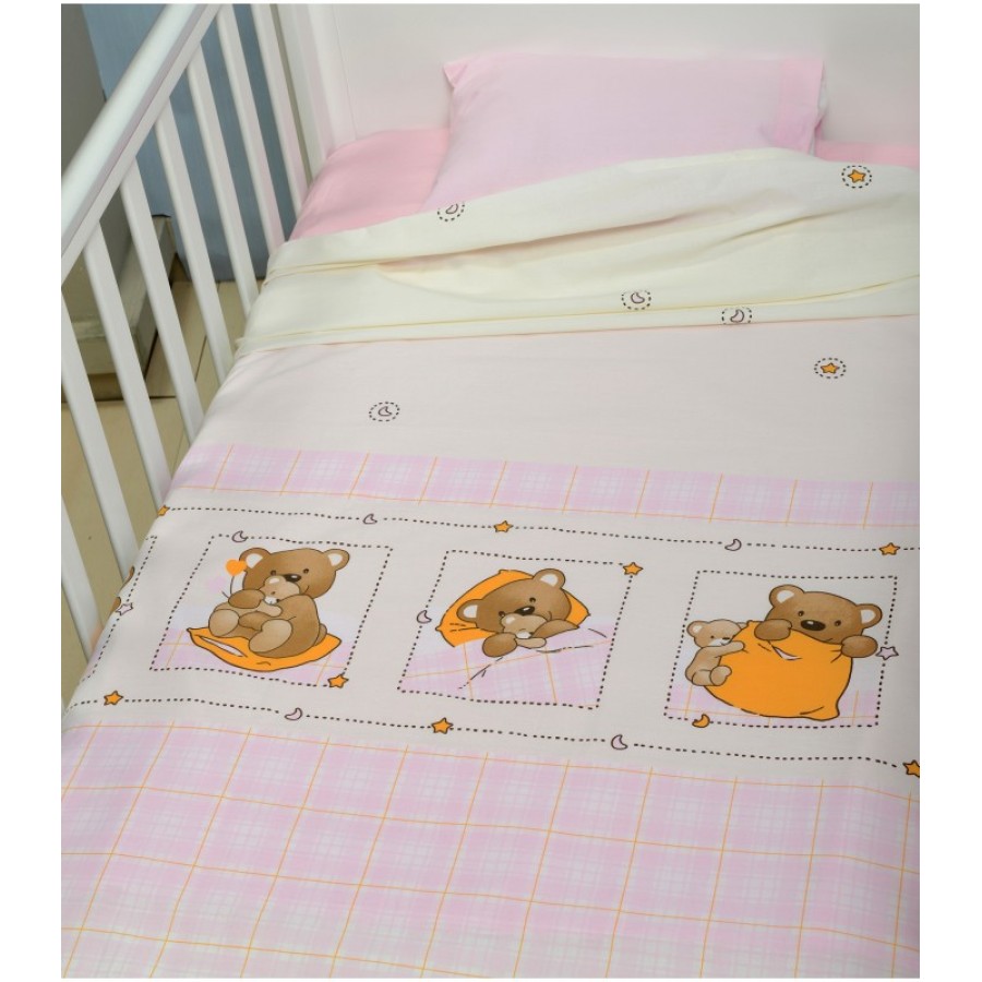 Oliver Baby Des.161 Σεντόνια Κούνιας Εμπριμέ Σετ 3 τμχ 110x160 & 30x40