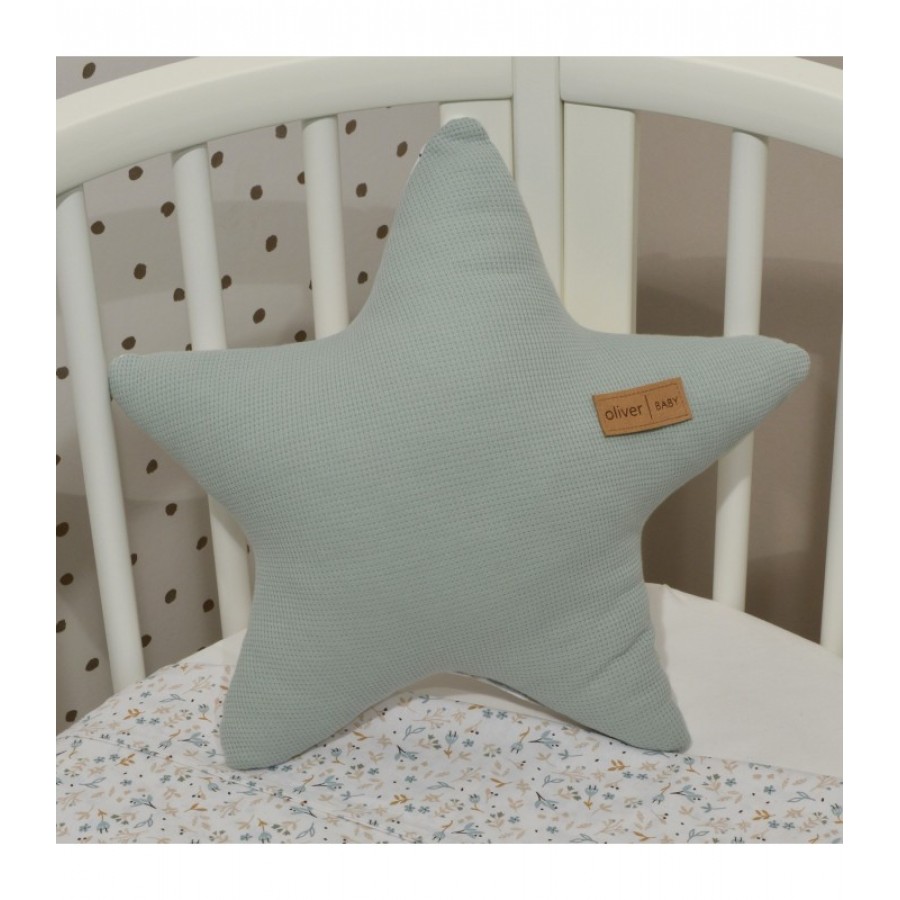 Oliver Baby Des.403 Μαξιλάρι Διακοσμητικό Αστέρι Διπλής Όψης  Μέντα 37x37