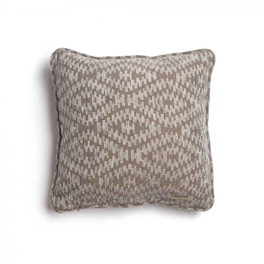 Διακοσμητική Μαξιλαροθήκη Akritas Chenille Jacquard Γκρι/Μπρονζέ Ραφή Γκάνς 45X45 Aslanis Home