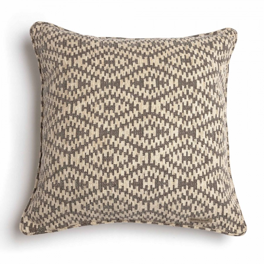 Διακοσμητική Μαξιλαροθήκη Akritas Chenille Jacquard Άμμου Ραφή Γκάνς 60X60 Aslanis Home