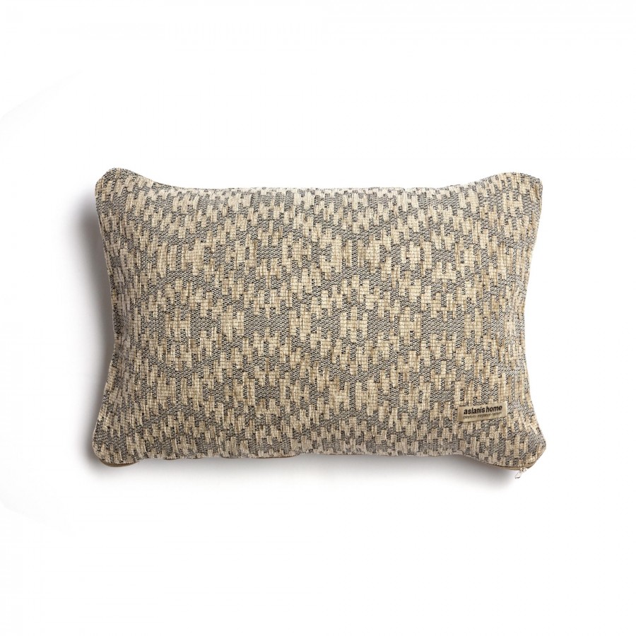 Διακοσμητική Μαξιλαροθήκη Akritas Chenille Jacquard Σπαγγί/Γκρι Classic 30X50 Aslanis Home