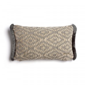 Διακοσμητική Μαξιλαροθήκη Akritas Chenille Jacquard Σπαγγί/Γκρι Trimming 30X50 Aslanis Home