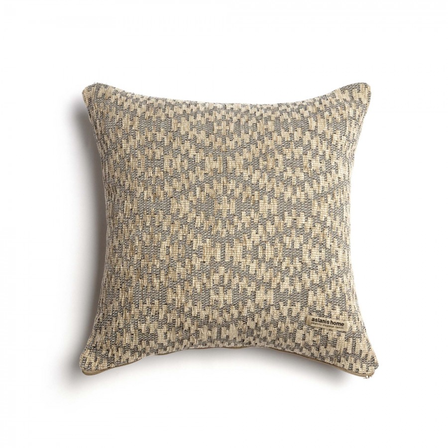 Διακοσμητική Μαξιλαροθήκη Akritas Chenille Jacquard Σπαγγί/Γκρι Classic 45X45 Aslanis Home