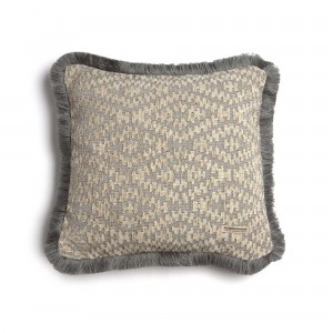 Διακοσμητική Μαξιλαροθήκη Akritas Chenille Jacquard Σπαγγί/Γκρι Trimming 45X45 Aslanis Home