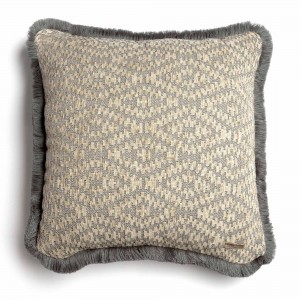 Διακοσμητική Μαξιλαροθήκη Akritas Chenille Jacquard Σπαγγί/Γκρι Trimming 60X60 Aslanis Home