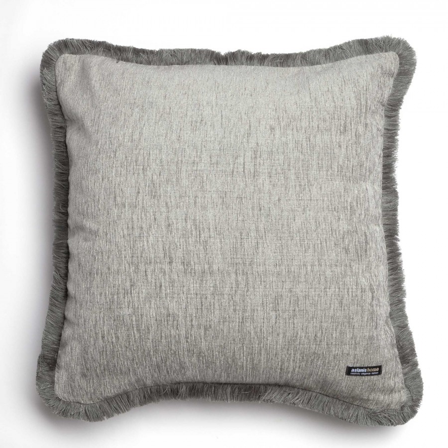Διακοσμητική Μαξιλαροθήκη Four Seasons Chenille Γκρι Trimming 60X60 Aslanis Home