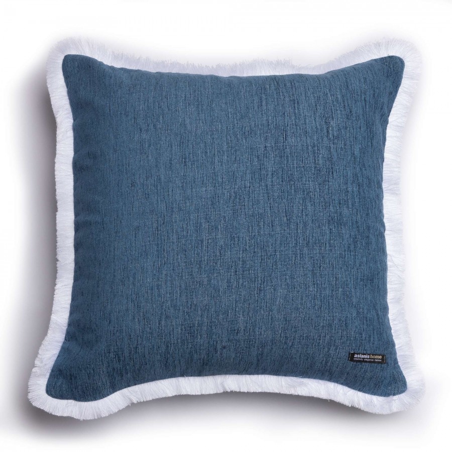 Διακοσμητική Μαξιλαροθήκη Four Seasons Chenille Μπλε Trimming 60X60 Aslanis Home
