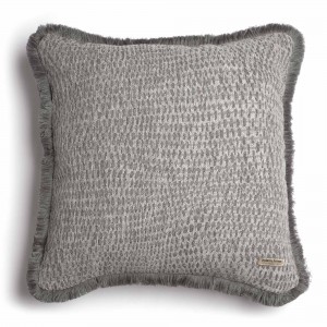 Διακοσμητική Μαξιλαροθήκη Ismaros Chenille Jacquard Γκρι/Ασημί Trimming 60X60 Aslanis Home