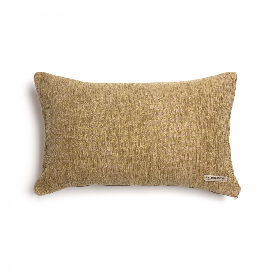 Διακοσμητική Μαξιλαροθήκη Ismaros Chenille Jacquard Λαδί/Μπεζ Classic 30X50 Aslanis Home