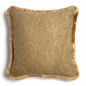 Διακοσμητική Μαξιλαροθήκη Ismaros Chenille Jacquard Λαδί/Μπεζ Trimming 60X60 Aslanis Home