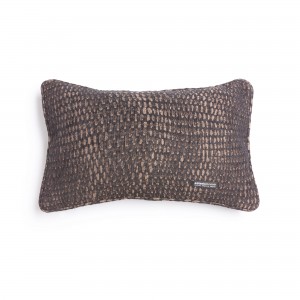 Διακοσμητική Μαξιλαροθήκη Ismaros Chenille Jacquard Μαύρο/Σοκολατί Ραφή Γκάνς 30X50 Aslanis Home