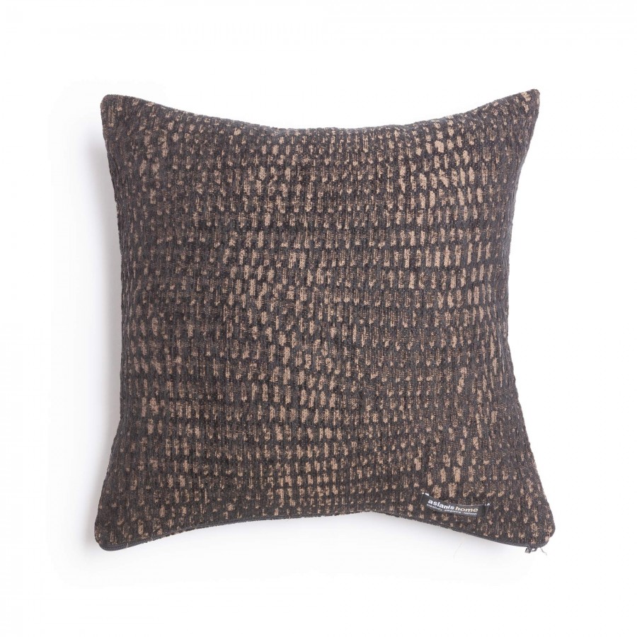 Διακοσμητική Μαξιλαροθήκη Ismaros Chenille Jacquard Μαύρο/Σοκολατί Classic 45X45 Aslanis Home