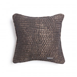 Διακοσμητική Μαξιλαροθήκη Ismaros Chenille Jacquard Μαύρο/Σοκολατί Ραφή Γκάνς 45X45 Aslanis Home