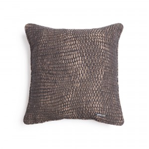 Διακοσμητική Μαξιλαροθήκη Ismaros Chenille Jacquard Μαύρο/Σοκολατί Ραφή Γκάνς 60X60 Aslanis Home