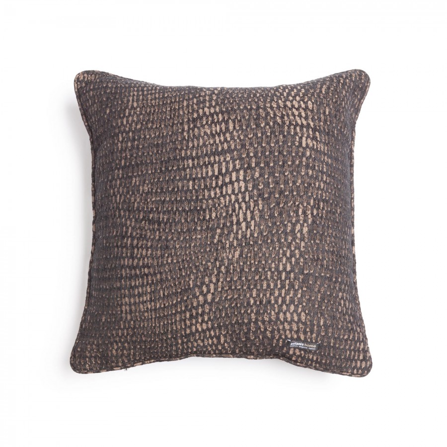Διακοσμητική Μαξιλαροθήκη Ismaros Chenille Jacquard Μαύρο/Σοκολατί Ραφή Γκάνς 60X60 Aslanis Home