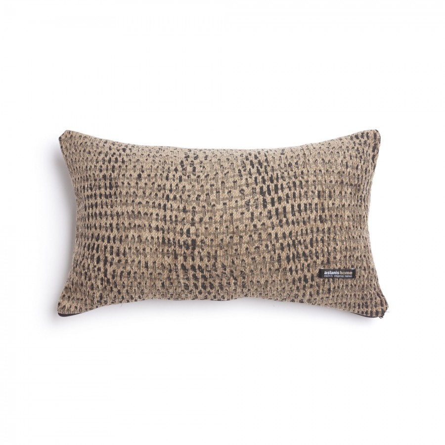 Διακοσμητική Μαξιλαροθήκη Ismaros Chenille Jacquard Μπεζ/Μαύρο Classic 30X50 Aslanis Home