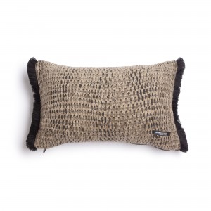 Διακοσμητική Μαξιλαροθήκη Ismaros Chenille Jacquard Μπεζ/Μαύρο Trimming 30X50 Aslanis Home