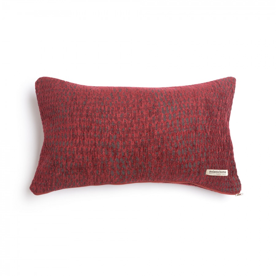 Διακοσμητική Μαξιλαροθήκη Ismaros Chenille Jacquard Μπορντό/Γκρι Classic 30X50 Aslanis Home