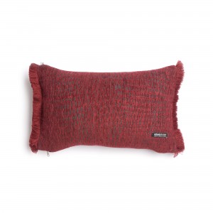 Διακοσμητική Μαξιλαροθήκη Ismaros Chenille Jacquard Μπορντό/Γκρι Trimming 30X50 Aslanis Home