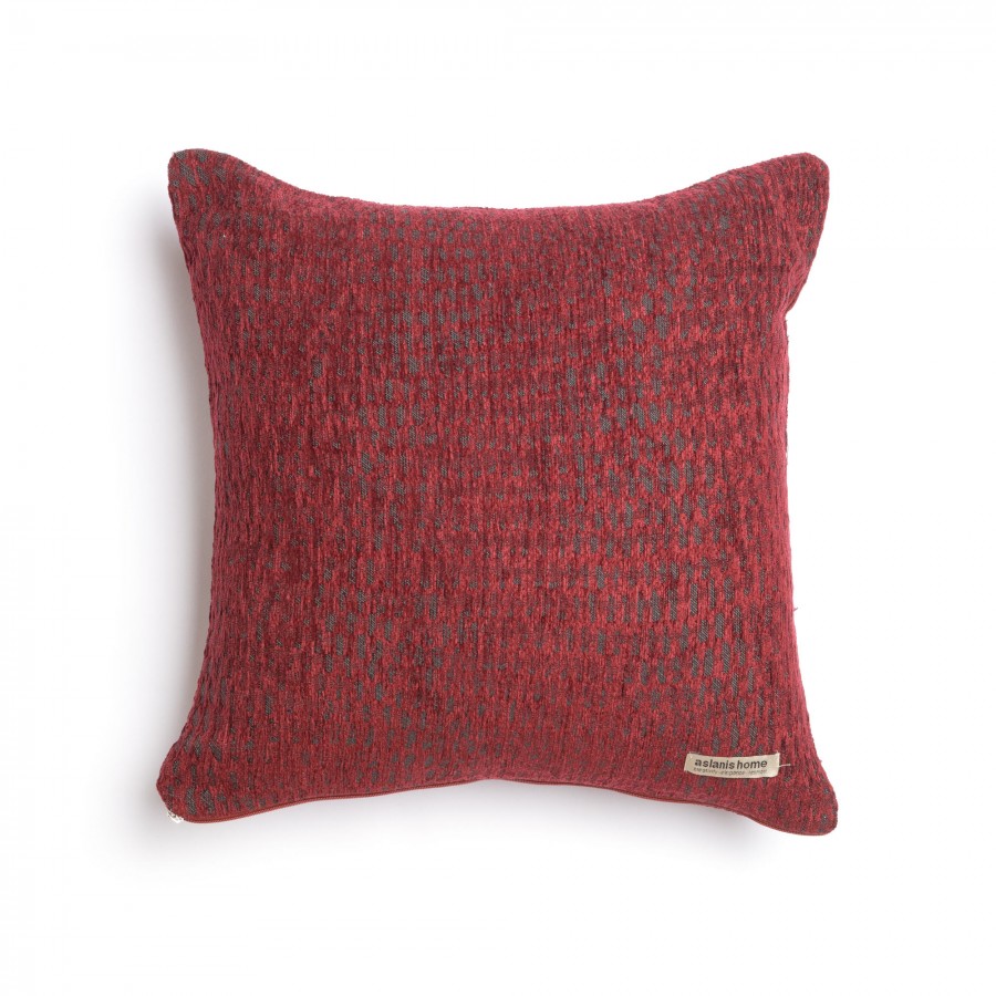 Διακοσμητική Μαξιλαροθήκη Ismaros Chenille Jacquard Μπορντό/Γκρι Classic 45X45 Aslanis Home