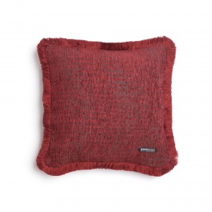 Διακοσμητική Μαξιλαροθήκη Ismaros Chenille Jacquard Μπορντό/Γκρι Trimming 45X45 Aslanis Home