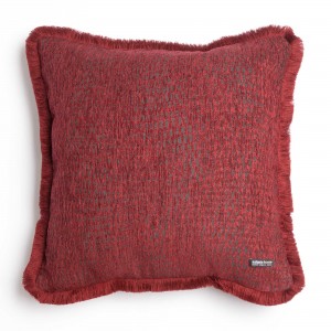 Διακοσμητική Μαξιλαροθήκη Ismaros Chenille Jacquard Μπορντό/Γκρι Trimming 60X60 Aslanis Home