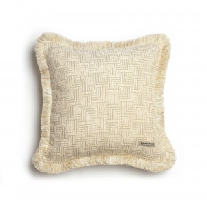 Διακοσμητική Μαξιλαροθήκη New Maze Chenille Jacquard Άμμου Trimming 45X45 Aslanis Home