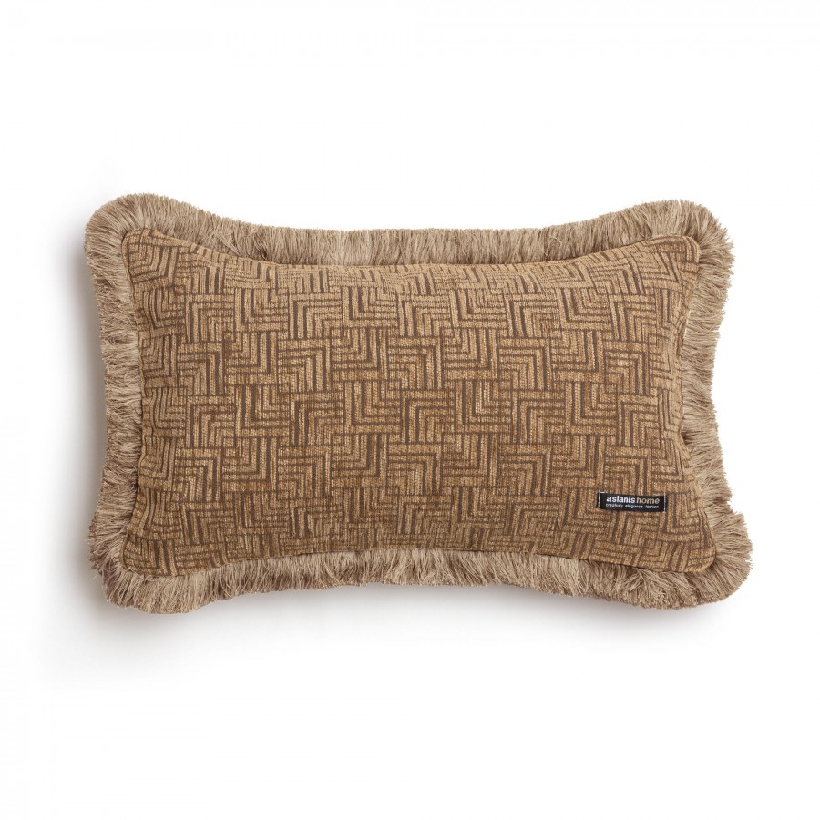 Διακοσμητική Μαξιλαροθήκη New Maze Chenille Jacquard Καπουτσίνο Trimming 30X50 Aslanis Home
